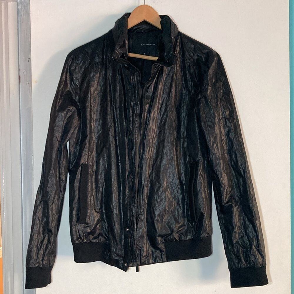 Kai Aakmann Womens M Black Zip Front Jacket With Stow Away Hood